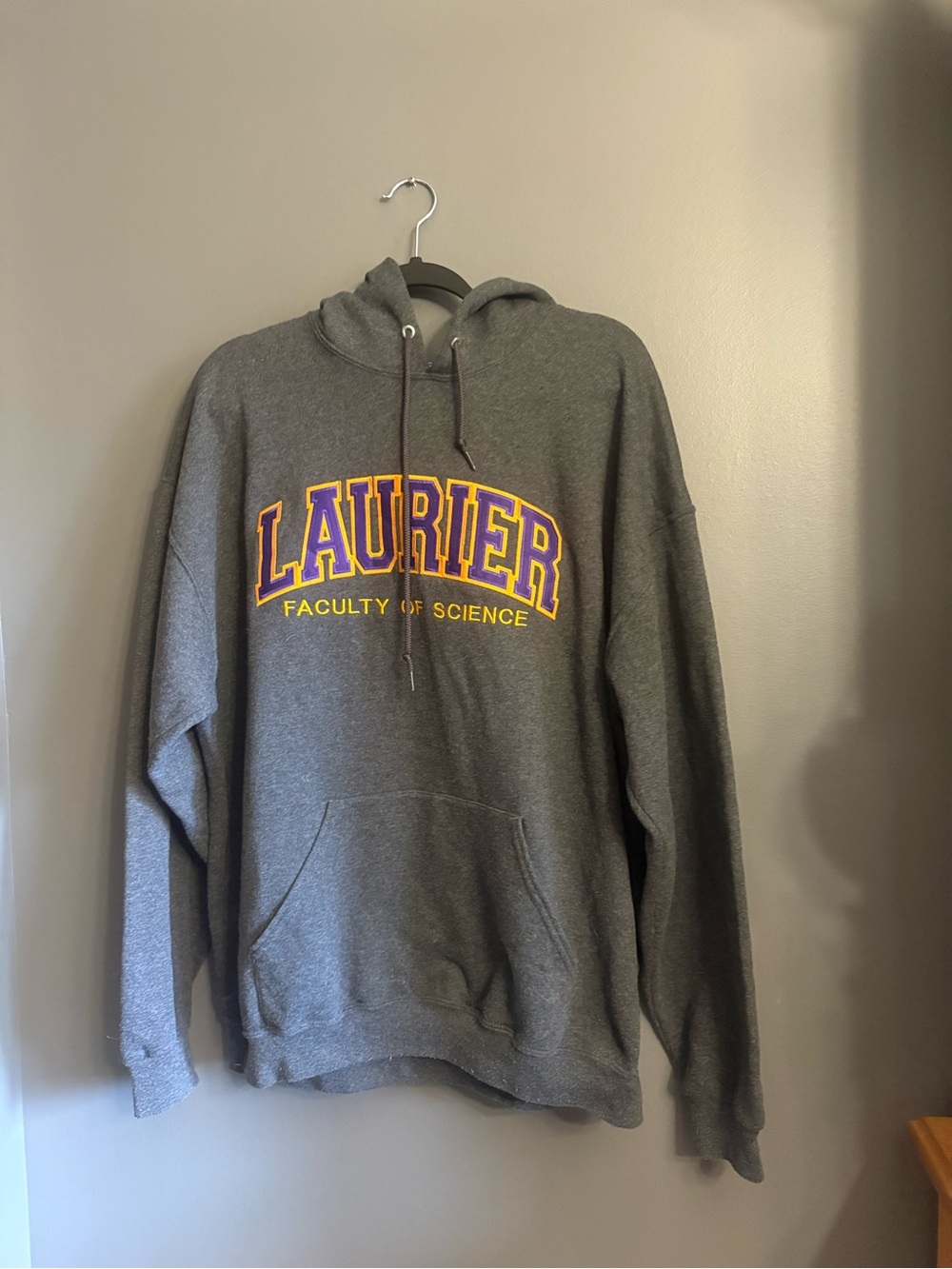 Laurier Faculty of Science Hooded Sweatshirt with Purple & Gold Lettering